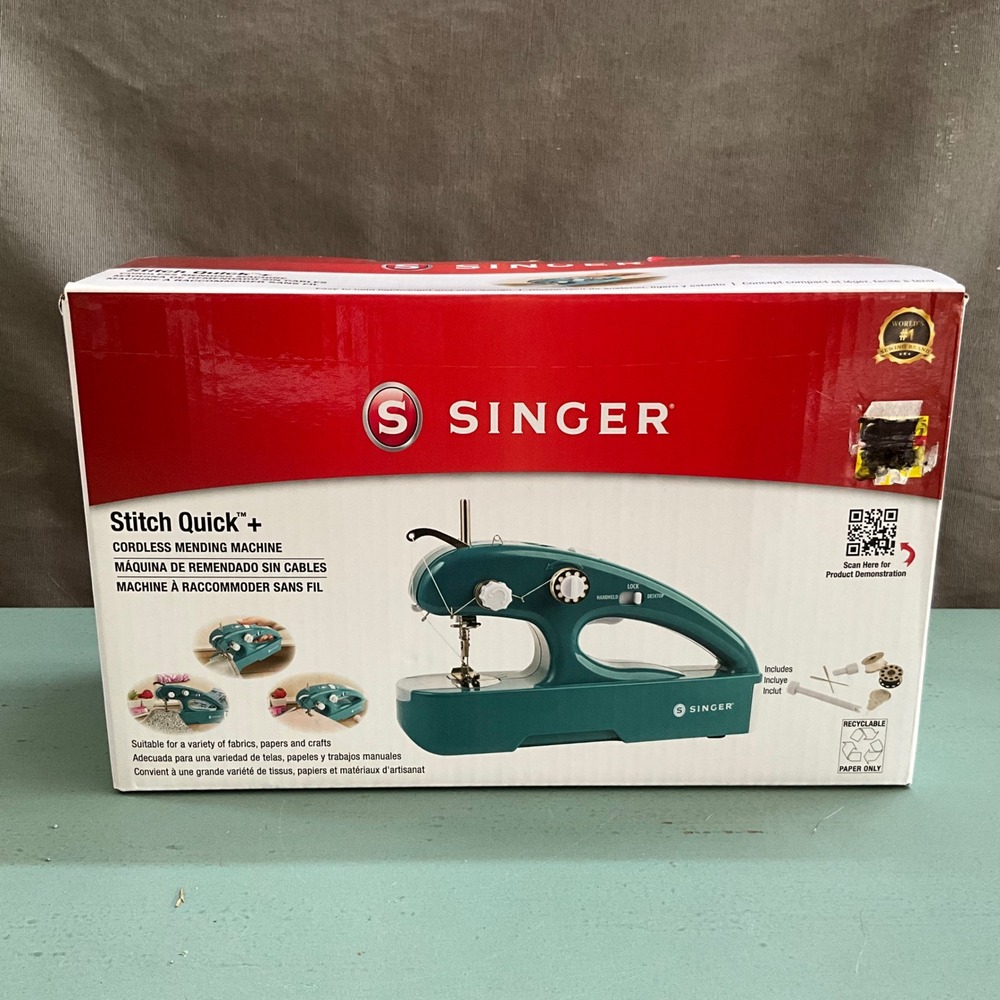 Singer Stitch Quick+ Cordless Mending Machine Teal 31774 Handheld Desktop Sewing